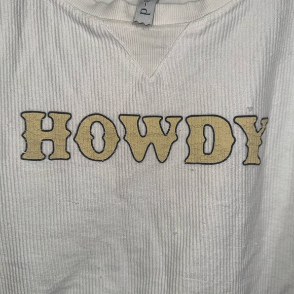 Howdy White Cropped Sweatshirt by  Chicka-d - Picture 4 of 6